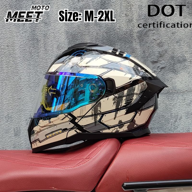 Dual Visor Motorcycle Racing Helmet - Универсальный мотошлем для мужчин и женщин,
