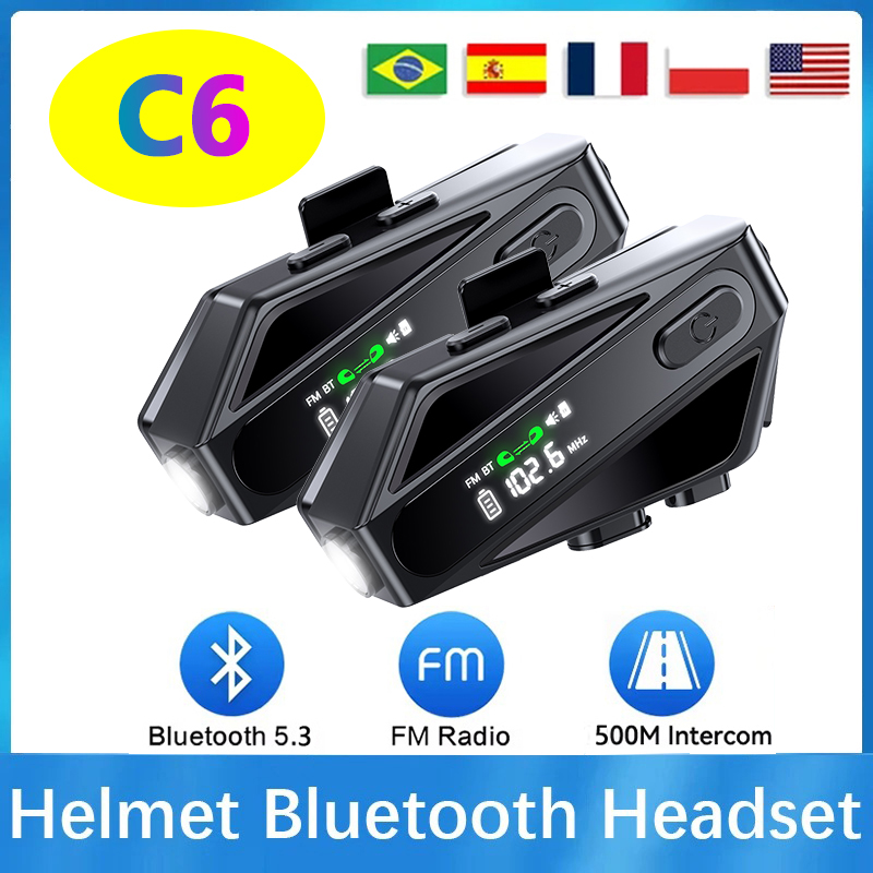 Full Face Motorcycle Helmet With Bluetooth - 1/2 шт. C6 мотоциклетный шлем Bluetooth-гарнитура