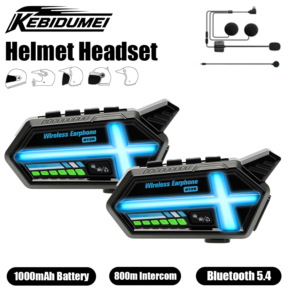 Full Face Motorcycle Helmet With Bluetooth - KEBIDUMEI BT26 гарнитура для шлема Bluetooth