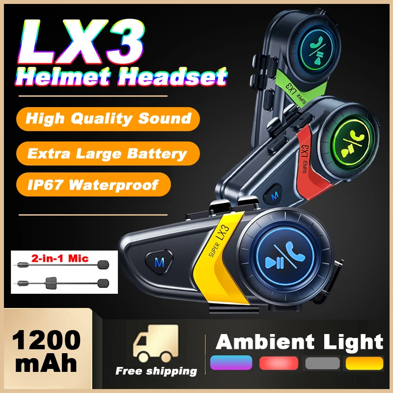 Full Face Motorcycle Helmet With Bluetooth - Беспроводные наушники для мотоциклетного шлема LX3,